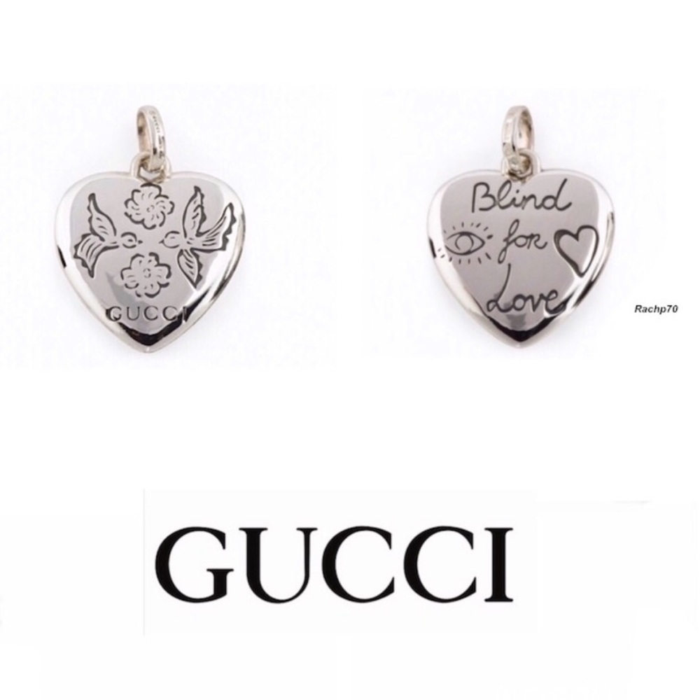 New Authentic Gucci Reversible Blind For Love Heart Charm Pendant